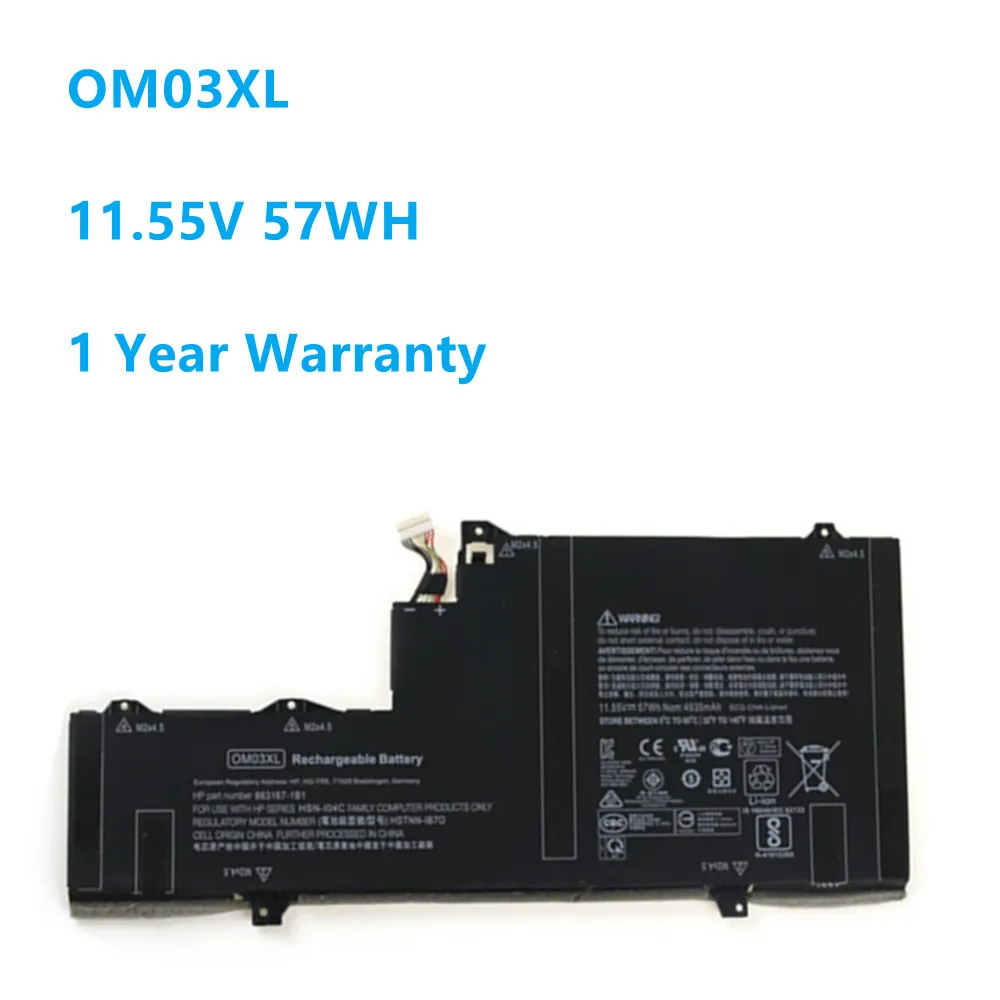 Новый аккумулятор OM03 для ноутбука HP Elitebook x360 1030 G2 HSTNN IB7O 863167 171 1B1 OM03XL 11 55 в