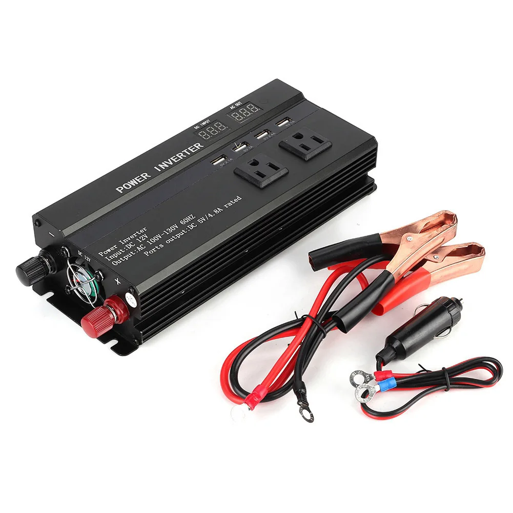 

4000W 12V To 110V Car Power Inverter Converter With LCD Display USB Port Cigar Lighter Ports