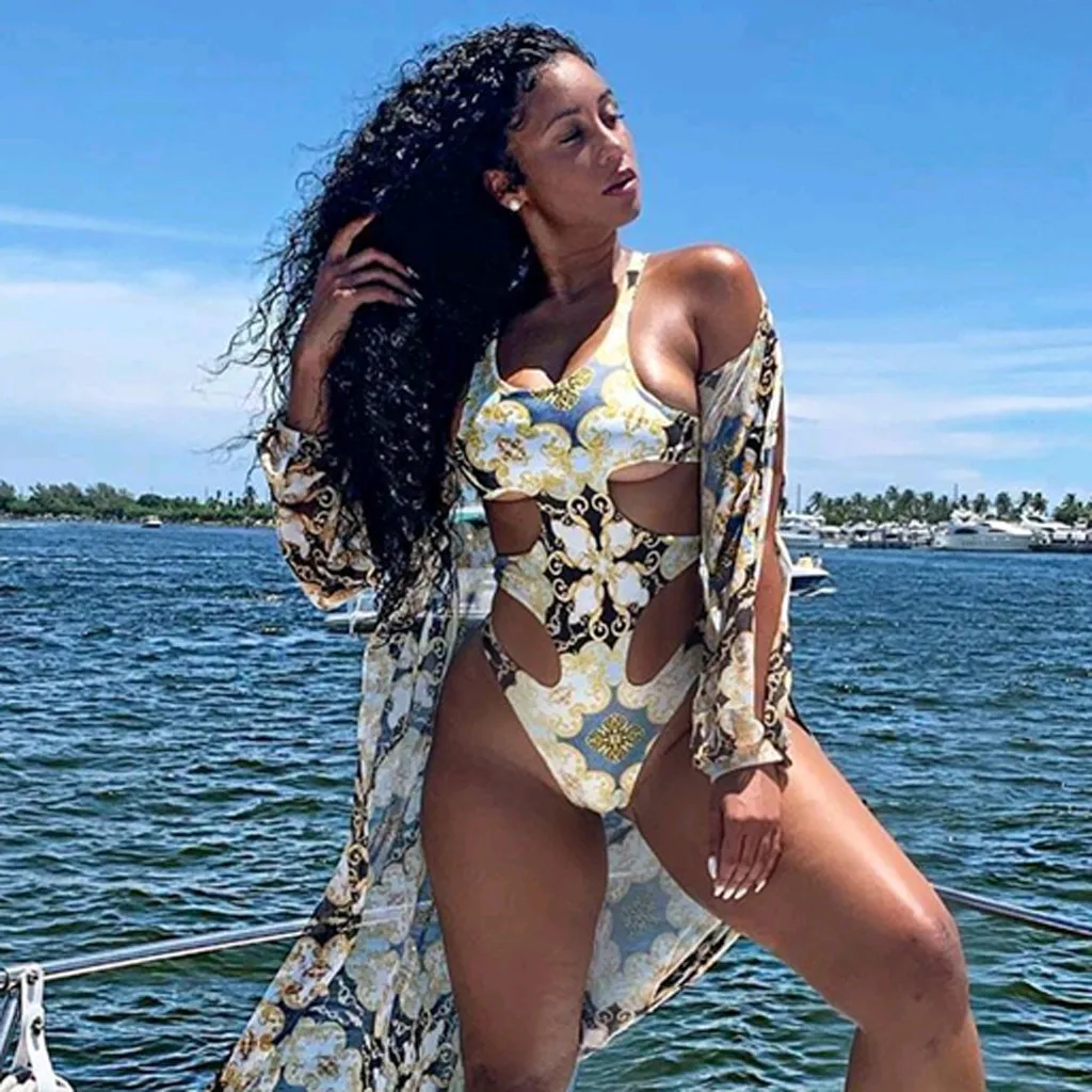 Сексуальное бикини на шнуровке 2020 слитный купальник пуш ап женское Монокини с