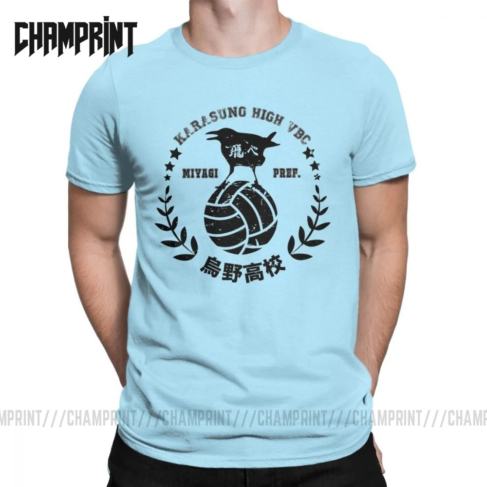 Мужская футболка Karasuno Fight Haikyuu классные футболки из чистого хлопка с коротким