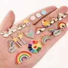 Набор из 20 шт., эмалированные подвески для цепочек Love Rainbow, милые брелки-подвески, ожерелья для самостоятельного изготовления серег
