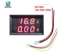 dc100v 10a 50a 100a led digital voltmeter ammeter smart voltage meter car motorcycle volt tester detector monitor red red