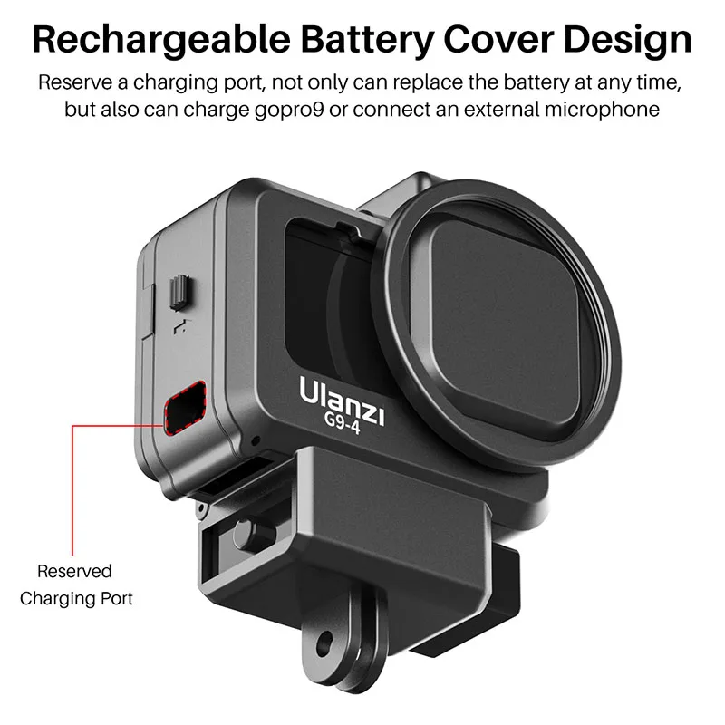 Пластиковая клетка Ulanzi для GoPro Hero 9 черный чехол камеры с холодным башмаком и