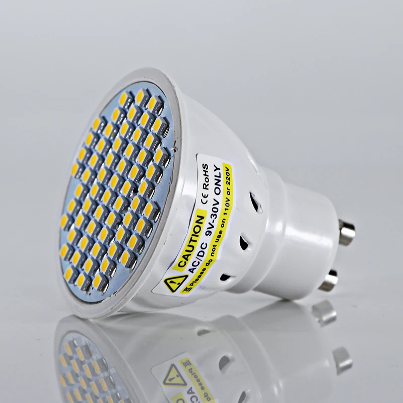 Ампульная Светодиодная лампа GU10 Ac Dc 12v to 24 v 3W освещение 180 градусов пластиковая