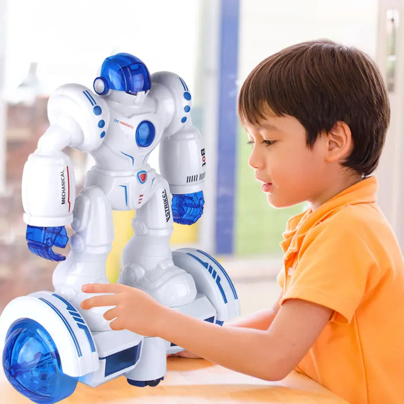 

Electric Robot Toy Universal Light Music Balance Car Escort War Police Robot Children's Gift Toys