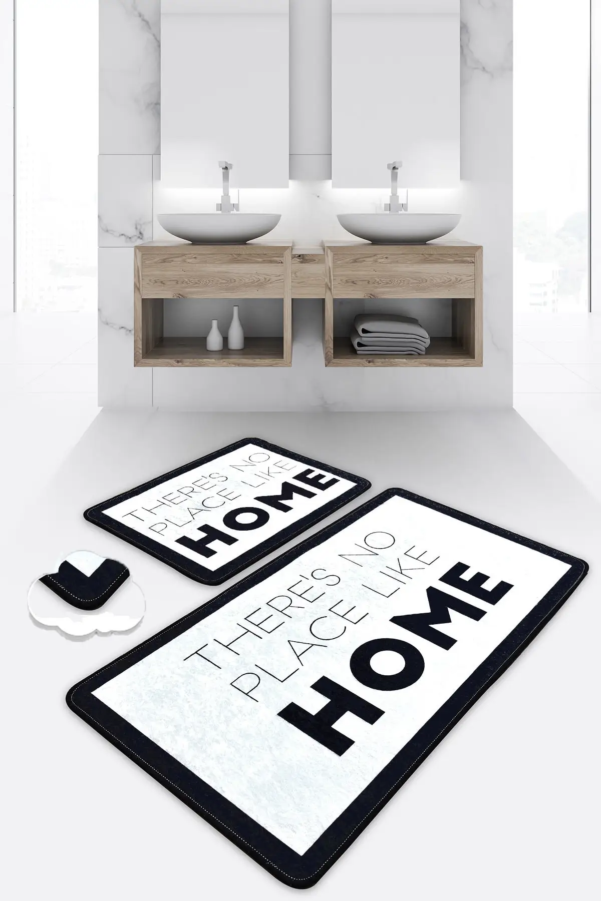 

2021 Bathroom Mat 60x100cm + 50x60cm Set Modern Antibacterial Home Design Ultra Soft Non-Slip Elite East West Home Textile