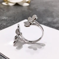 top quality fashion setting aaa cz crystals flower ring silver plated free cuff clover ring for women