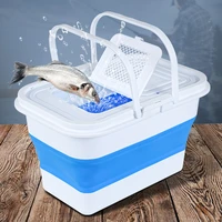 13l wholesale outdoor folding fishing pail bucket household durable silicone car washing bucket for camping