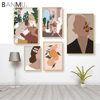 hd personality girl abstract wall art canvas painting morandi prints retro art posters bedroom living room decoration