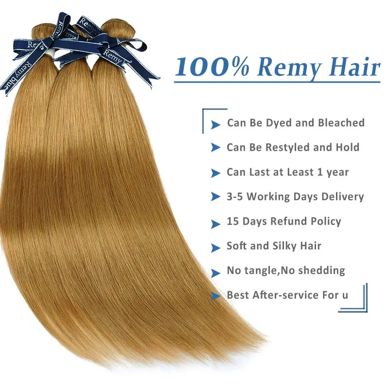 Медовый блонд цветные перуанские прямые человеческие волосы пучки с фронтальной