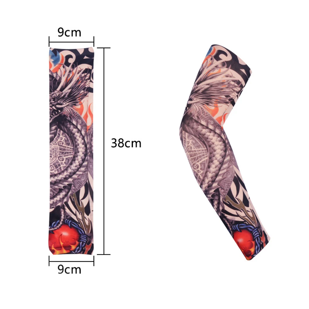 1PC Street Tattoo Arm Sleeves Sun UV Protection Arm Cover Seamless Outdoor Basketball Riding Sunscreen Arm Sleeves For Men Women images - 6