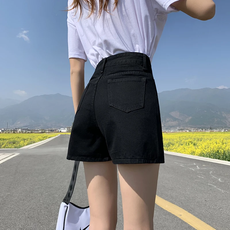 

2021 fashion new high-waist denim shorts female Korean version loose and thin wild a-line wide-leg pants trendy women