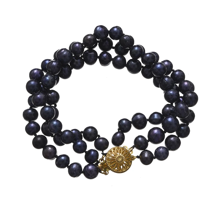 Натуральный пресноводный жемчуг браслет черный из искусственного жемчуга акойя