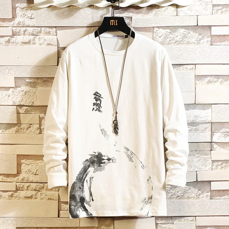 Мужская хлопковая модная футболка с длинным рукавом мужские Весенние футболки