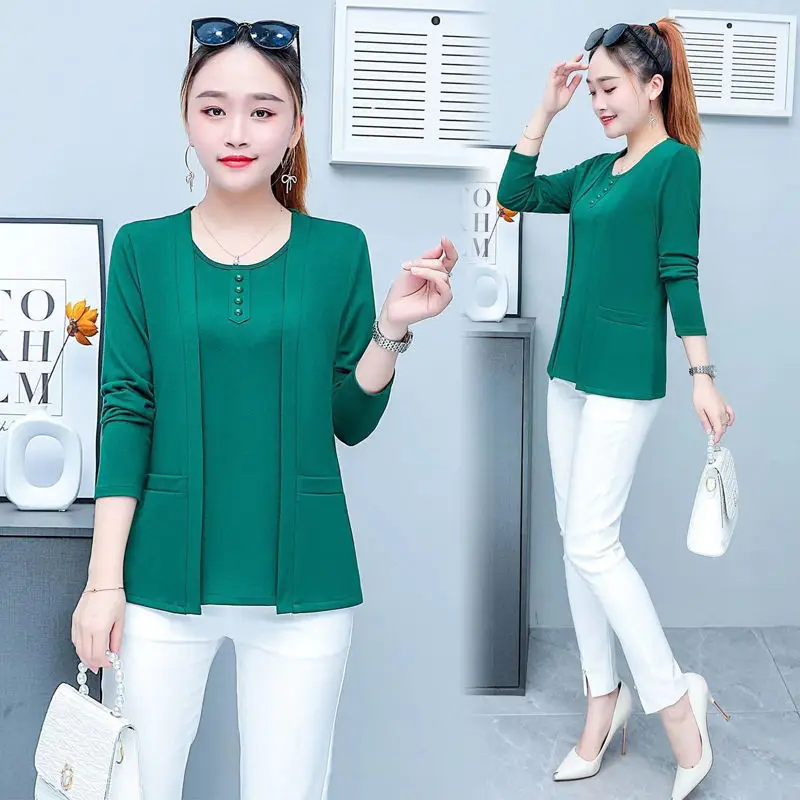 Двойные штаны с фальш вставкой для женщин футболка топ длинными рукавами