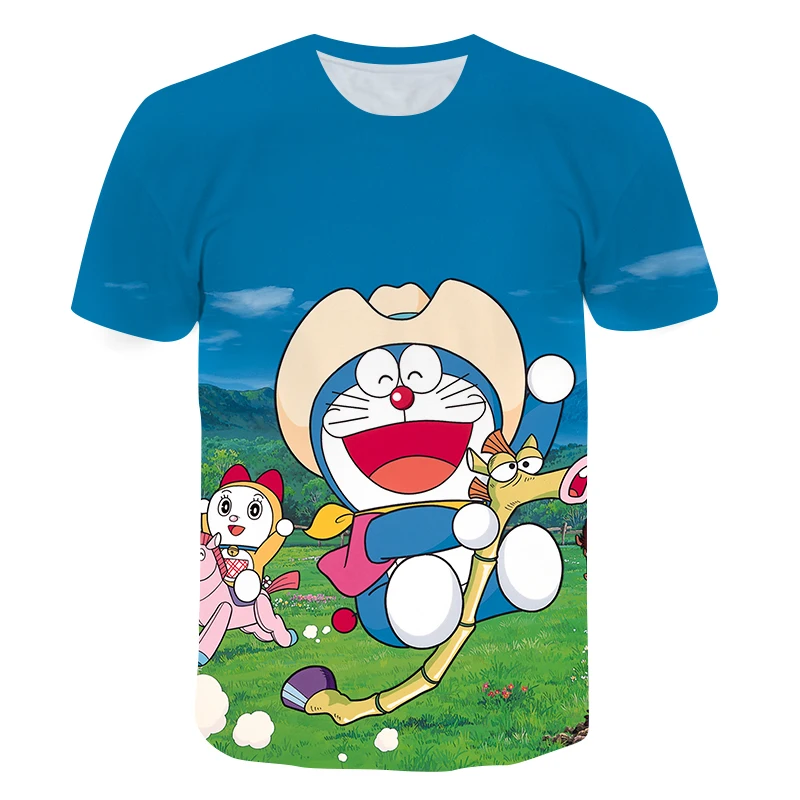 

2021Summer Kids 3D Short Sleeve T-shirt Doraemoning Print Summer T-shirt Round Neck 4T-14T Baby Clothes