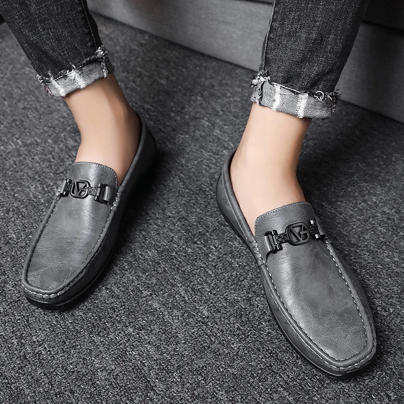 

Spring Mens Driving Shoes Penny Loafers Men Slip on Flats Fashion Male Casual Moccasins Man Shoes Cow Split Leather Shoes
