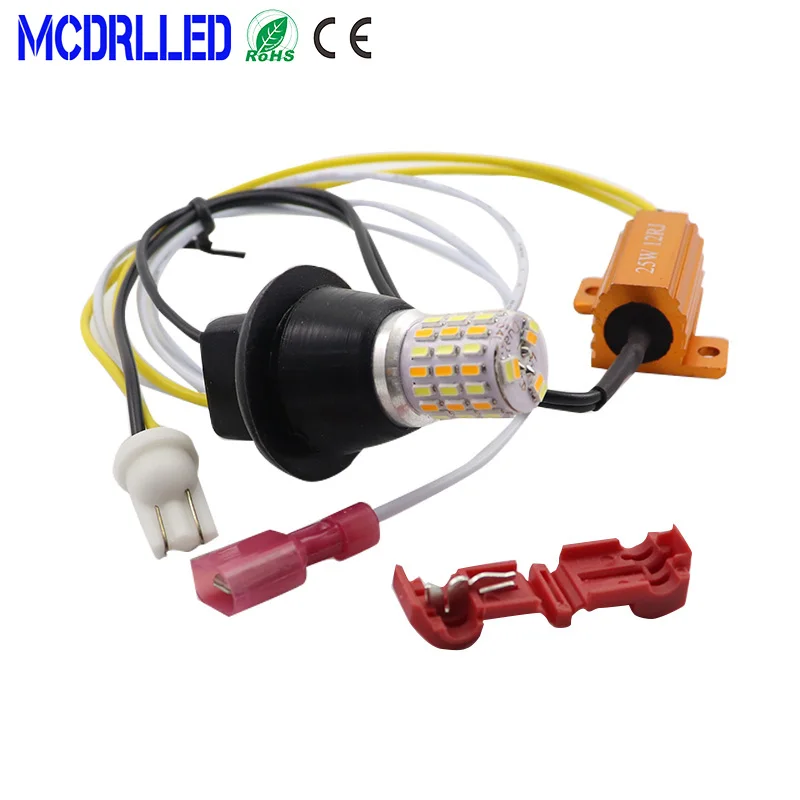 2 шт. Двухцветные светодиодные лампы для указателей поворота T10 W5W T15 |