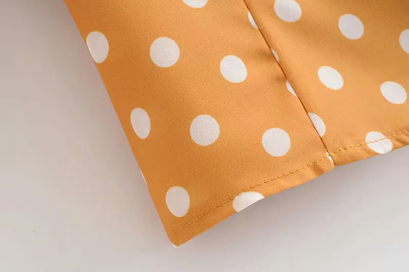 Женский короткий топ в горошек с квадратным вырезом и длинным рукавом Осень-зима