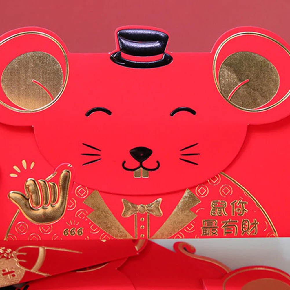 3/6Pcs 2020 New Year Cartoon Mouse Rat Chinese Red Envelopes Packets Pocket Bag | Дом и сад