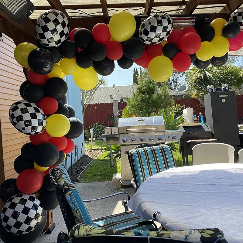 2pcs Big 22 Inch 4d Black White Checkered Balloons 18inch 2d Checkered Flag Ballons Racing Car Theme Birthday Party Decorations images - 6