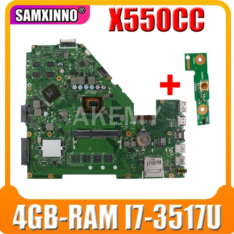 

X550CC материнская плата для ноутбука ASUS X550CC A550C X550CL R510C оригинальная материнская плата 4GB-RAM I7-3517U GT720M