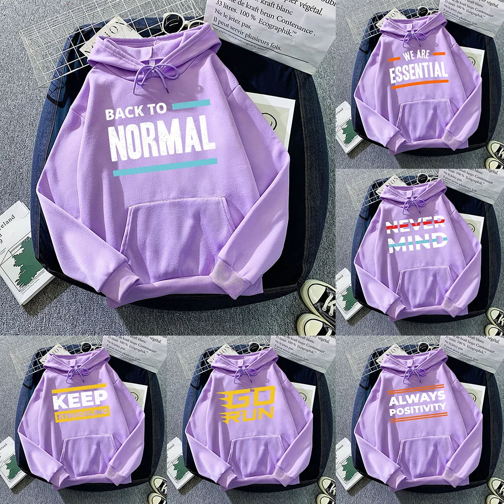 

Hoodies Women Clothing Polyester Blouses Bottoming Long Sleeve Tops Loose Pocket Sweatshirt Men Casual Phrase Printing Pullover