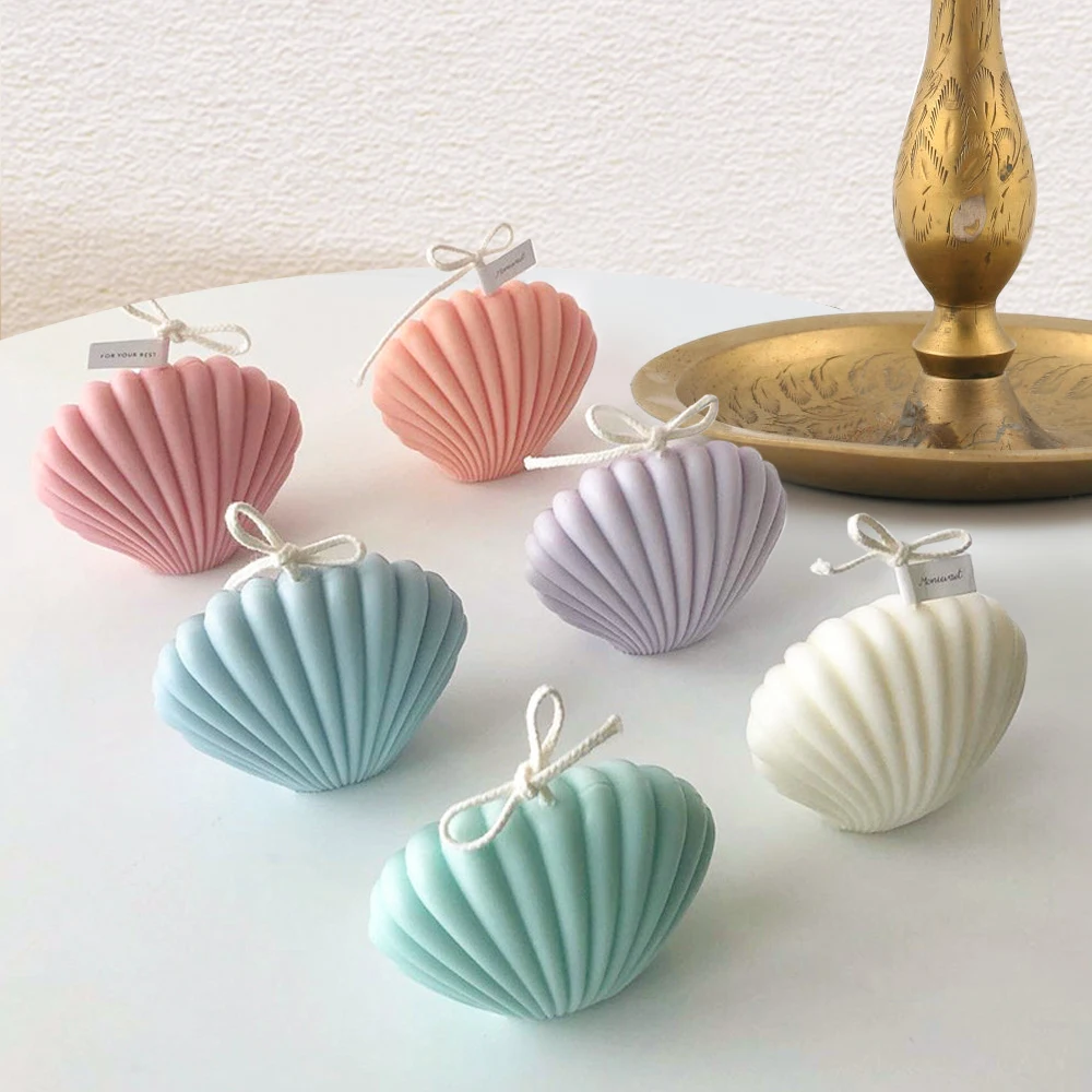 

Diy Seashell Candle Mold Handmade Candle Mould Plastic Acrylic Aroma Candle Making Soap Moulds Cake Clay Craft 3d Scallop Molds