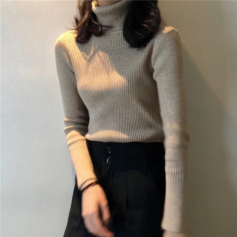 Knitwear Top Women's Spring Thin Sweater 2022 Casual High Neck Slim Fit Elastic Bottomed Long Sleeve Pullovers Knitted Top