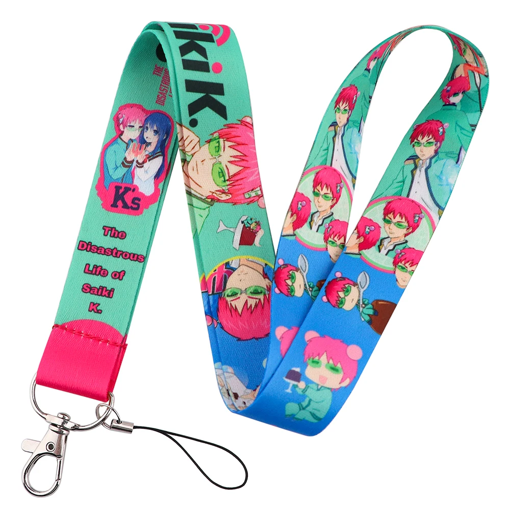 

Japanese Anime Saiki Kusuo Lanyard Keychain ID Credit Card Cover Pass Mobile Phone Charm Badge Holder Key Holder Accessories
