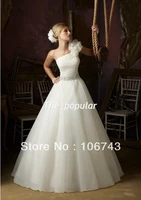 free shipping rhinestone belt bridal gowns vestido de noiva 2016 new hot sexy organza one shoulder flowers wedding dress custom