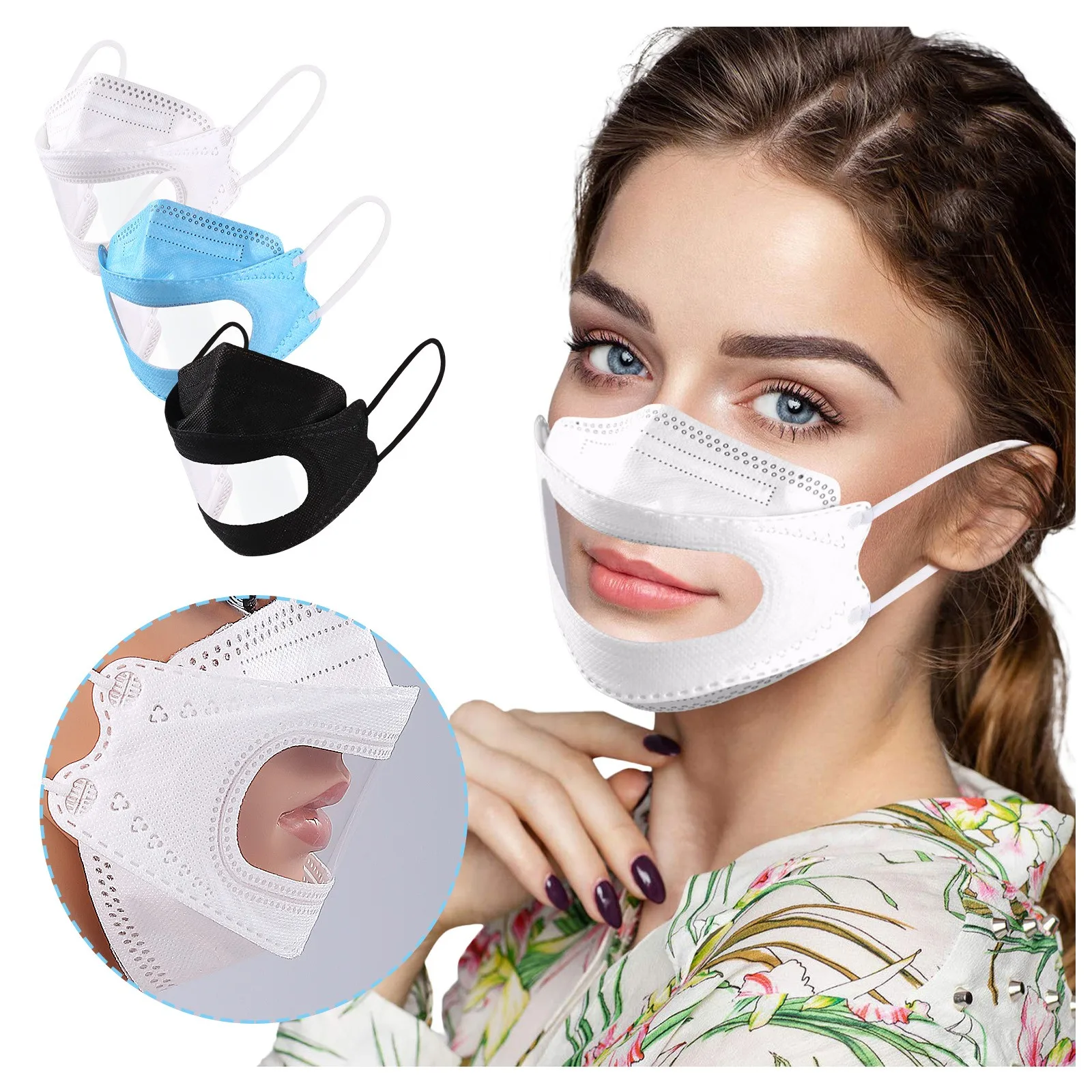 

Adult Transparent Lips Solid Disposable Face Mask 3Ply Earloop Anti-PM2.5 Mask Transparent Mouth Masks Máscara facial Christmas