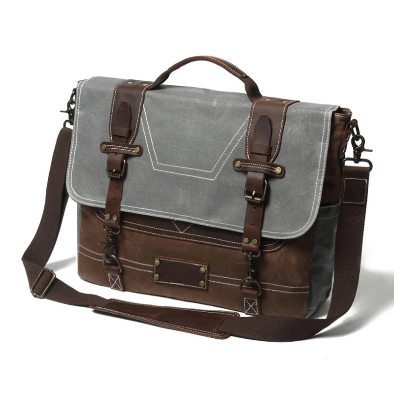 Вощеная холщовая сумка-мессенджер водонепроницаемая кожаная мужская сумка