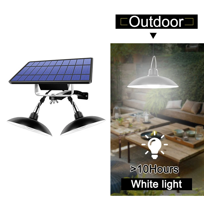 

Waterproof LED Solar Light Double Head Garden Pendant Light Solar Lamp With Cord For Outdoor Indoor LED Wall Lighting
