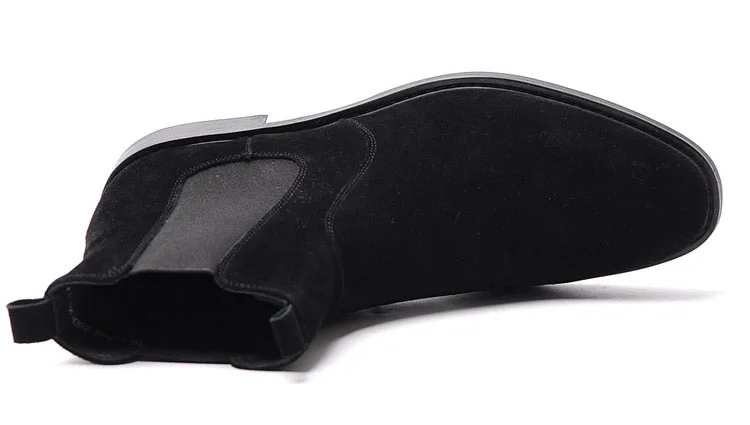 

QYFCIOUFU Suede Chelsea Boots Men Ankle Genuine Leather Mens Black Boots Cow Leather Slip On High Quality Men Dress Boots Shoes