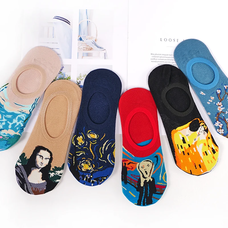 Женские хлопковые носки мужские с изображением Ван Гога всемирно известной
