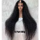 Густые длинные кудрявые U-образные волосы, 28 дюймов, 180%, средняя часть, кудрявая повязка, парики, бразильские волосы Remy