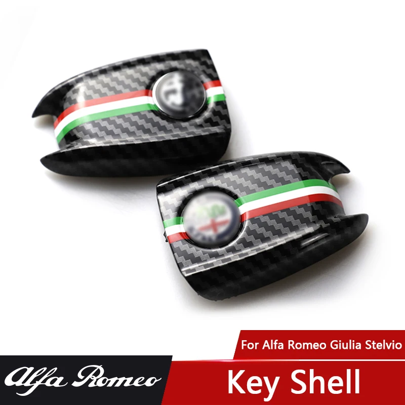 QHCP Car Key Case Cover Smart Remote Shell Holder Protector 3D Bag For Alfa Romeo Giulia Stelvio Modification Accessory | Автомобили и