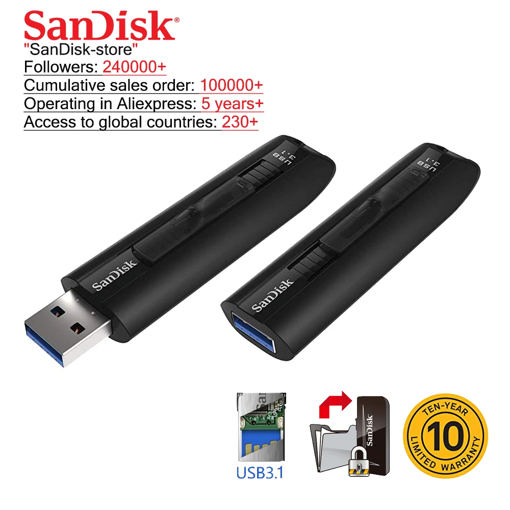 SanDisk USB флеш накопитель 128 ГБ 64 3 1 ГБ|USB флэш-накопители| |