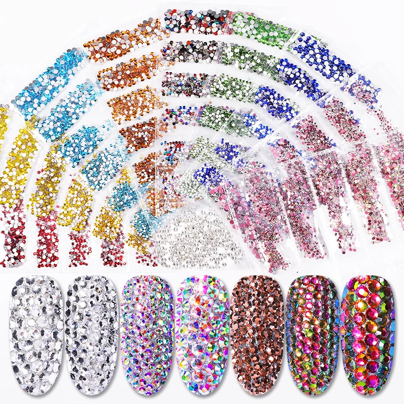 1700 шт. стеклянные стразы для ногтей разных размеров разные размеры|Стразы и