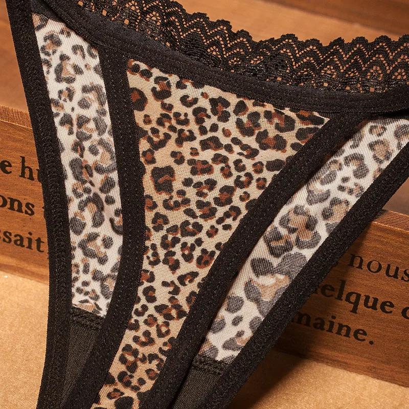 top Leopard Lace Women's Panties Fashion G-string Sexy Thong High Quality Women Underpant Low Rise Lingerie for | Женская одежда