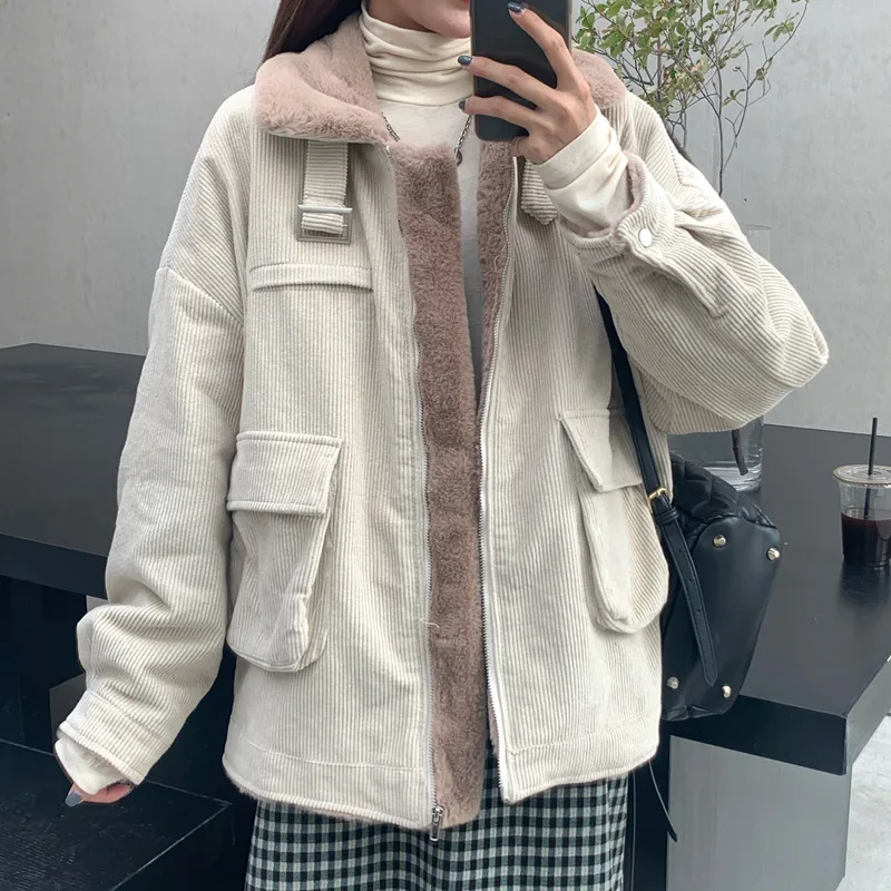 

Patchwork Faux Lamb Fur Coat Winter Jacket Women 2020 Warm Thick Fashion Loose Plush Ladies Coat Fluffy Jacket Faux Fur Jacket