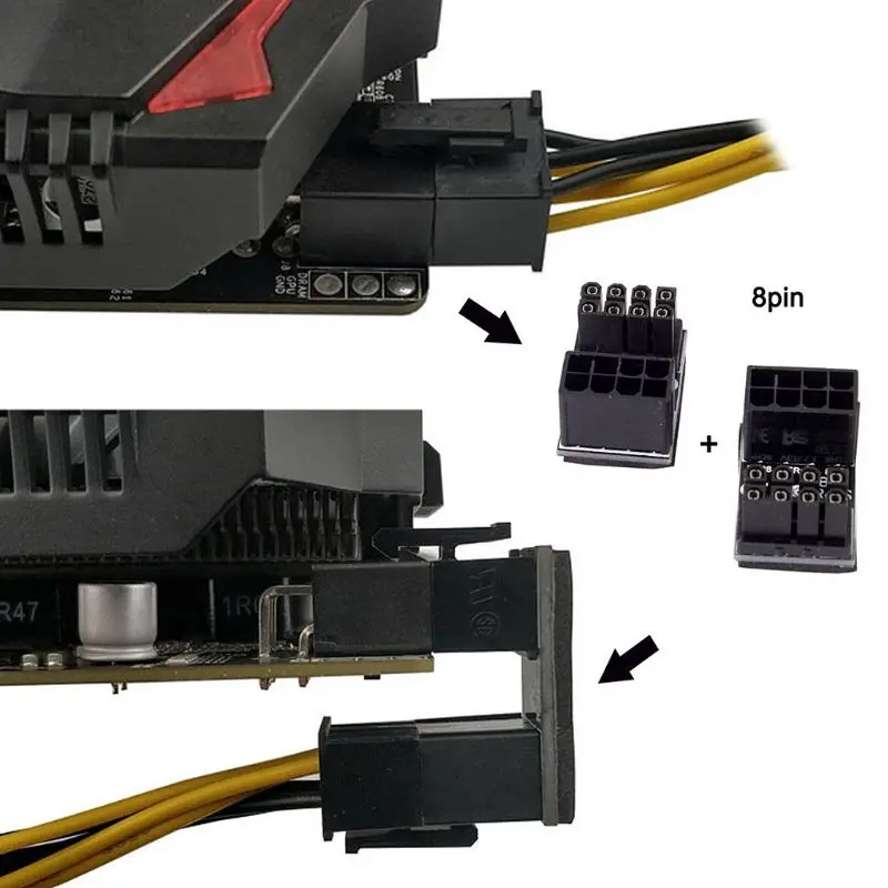 1 пара женский ATX 8Pin до Мужской адаптер питания с поворотом на 180 градусов