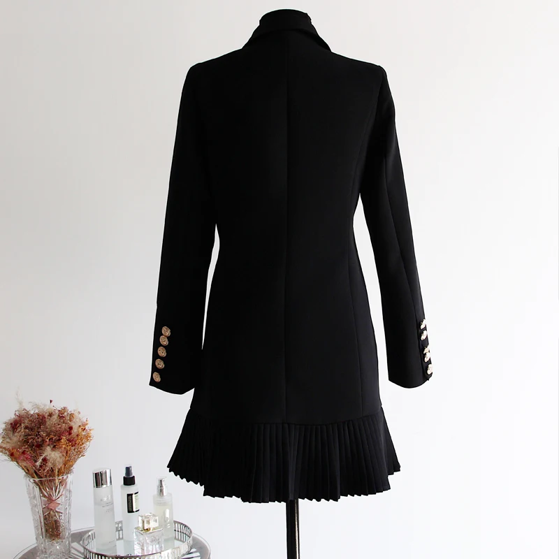 Женское платье Классический двубортный плиссированный низ тонкий костюм OL |