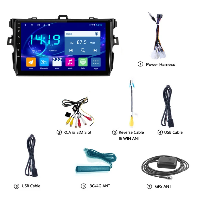 

9 Inch Android 10 Car GPS Navigation For Toyota Corolla 2007-2013 Radio Audio Video Stereo Multimedia DVD Player