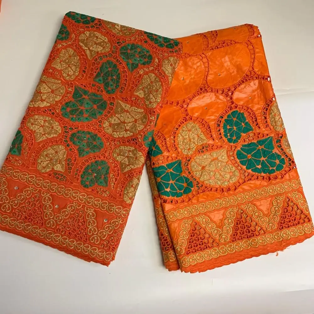 

baizn 2.5+2.5 Yards Top Class cotton Lace very Soft African Cord Fabric Neat Embroidery Nigerian Ghana Dubai Celebration Wear