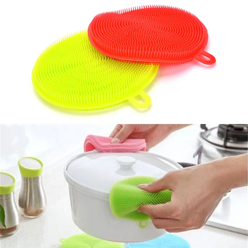 

Горячие силиконовые блюдо губка для мытья, скребок Кухня очистки антибактериальные инструменты