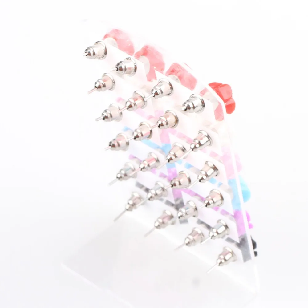 12 пар/лот Модные женские серьги в форме розы карамельного цвета Разноцветные