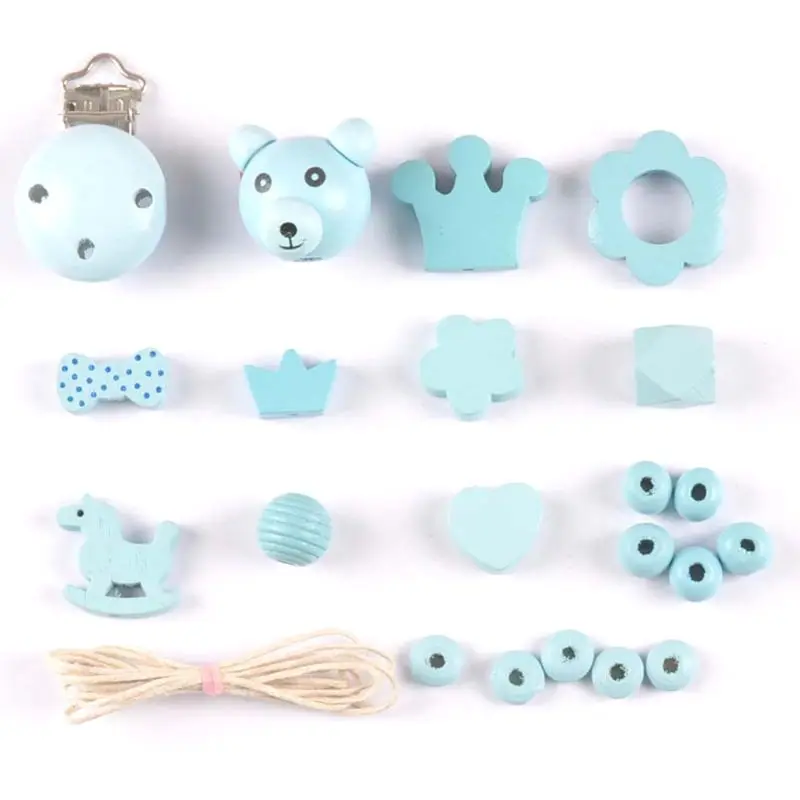 

1 Set DIY Making Accessories Simple Cute Baby Pacifier Chain Clip Wooden Beads Jewelry