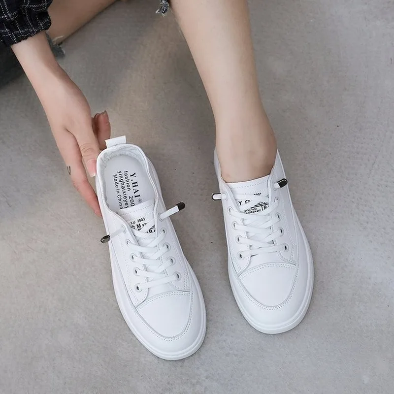 Solid White Women Casual Shoes Breathable Ladies Sneakers Korean Style Spring Autumn Female Flats Simple Soft Leisure Trend